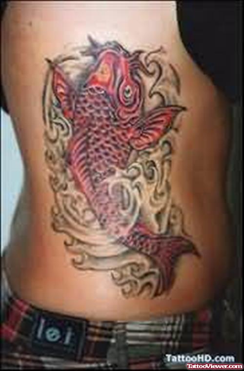 Big Fish Tattoo On Side Rib