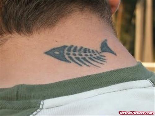 Fish Attractive Tattoo On Neck