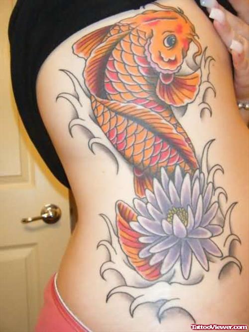 Koi fish Tattoo on Side Body Of Girl