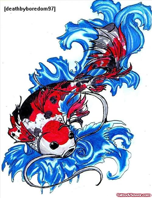Amazing Colourful Design Of Fish Tattoo