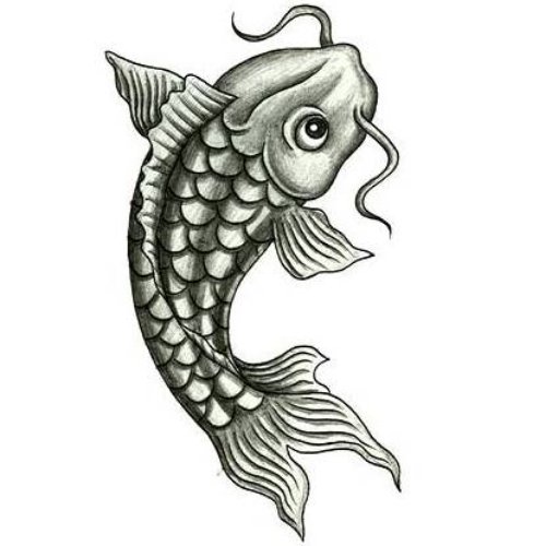 Black And Grey Fish Tattoo Design