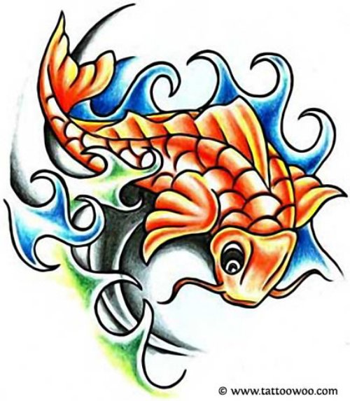 Awesome Color Ink Fish Tattoo Design