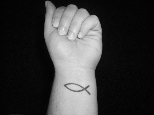 Jesus Fish Tattoo On Left Wrist