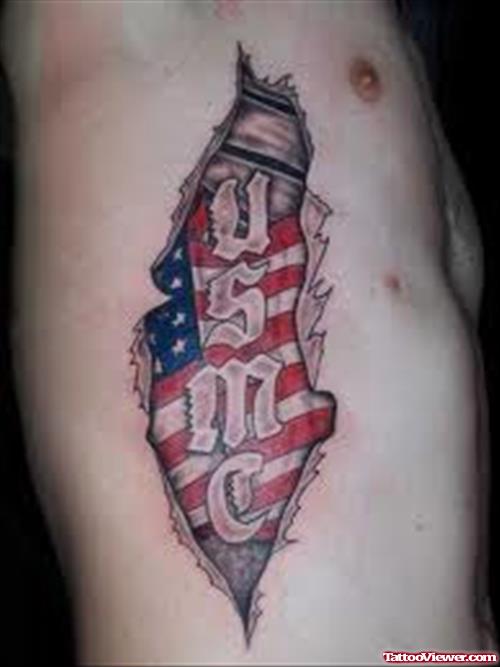 Usmc Flag Tattoo On Rib