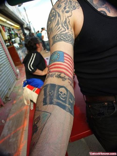 Pirate Flags Tattoos On Arm