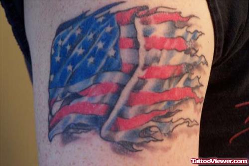 Flying American Flag Tattoo