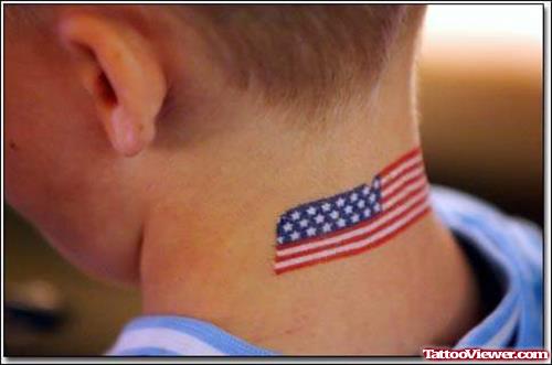 Flag Tattoo Sticker On Neck