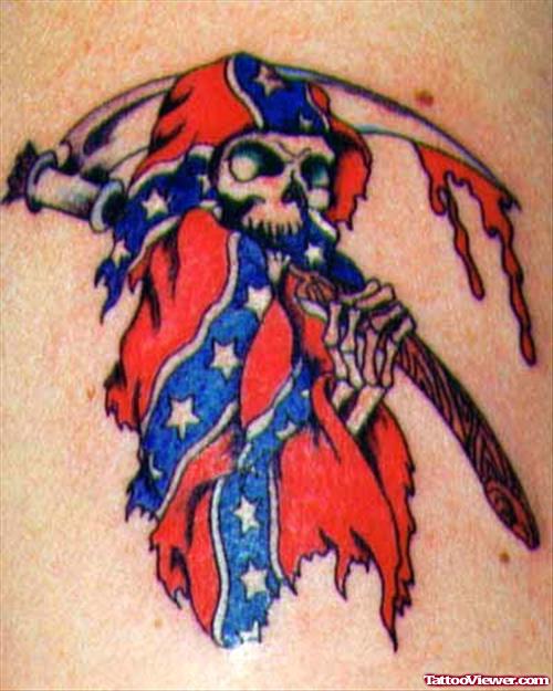 Rebel Flag Reaper Tattoo