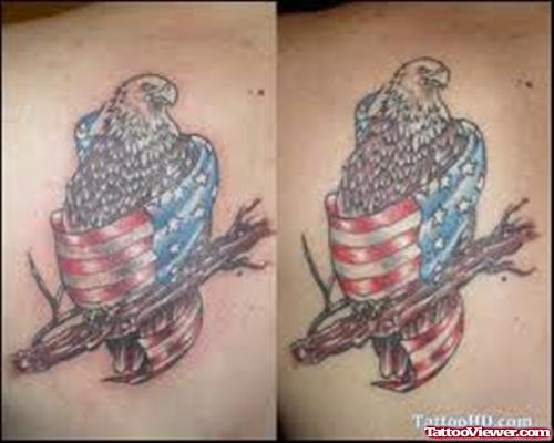 Flag And Eagle Tattoo For Body