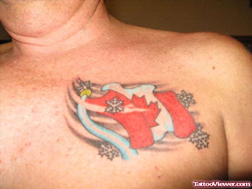 Canadian Flag Tattoo On Chest
