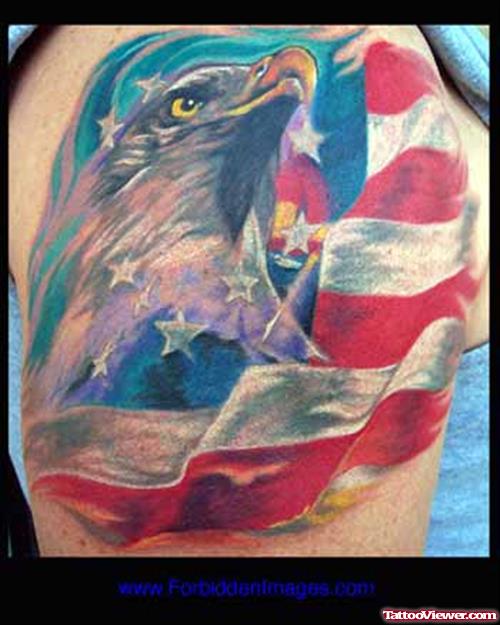 Bald Eagle And Flag Tattoo