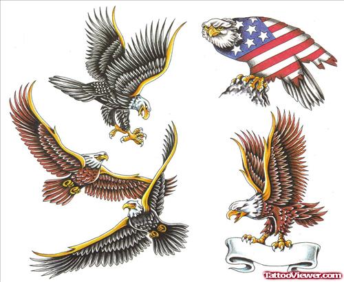 American Eagle And Flag Tattoo