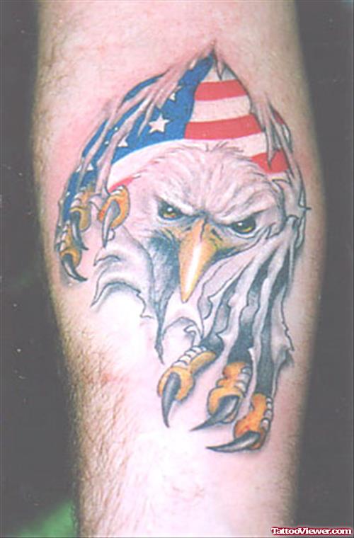 Ameican Flag And Eagle Tattoo