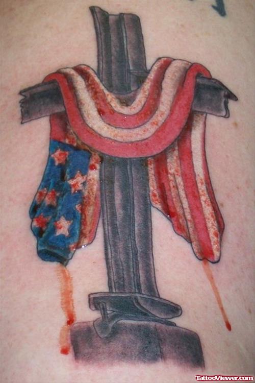 Ameican Ankle Flag Tattoo