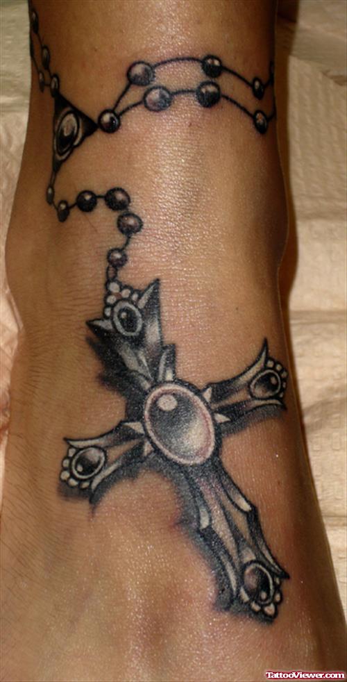 Gothic Cross Tatto Design on Ankle