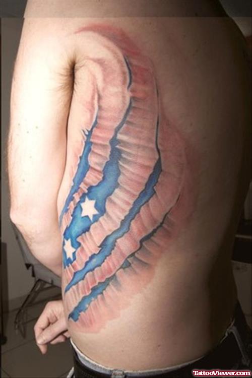 Flesh Tear Flag Tattoo