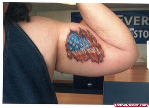 American Flag Tattoo On Muscles
