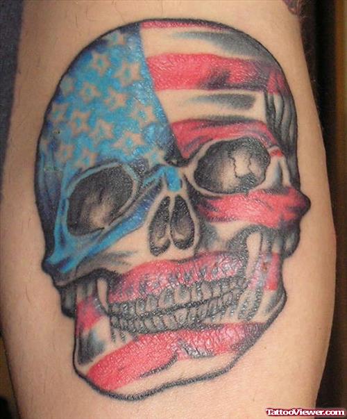Amrican Flag Skull Tattoo