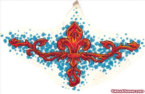 Fleur De Lis Coloured Tattoo Design