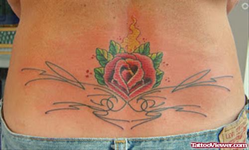 Rose Flower Women Lower Back Tattoo