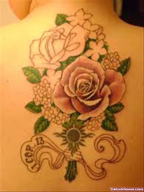 Rose Flower Tattoo On Back