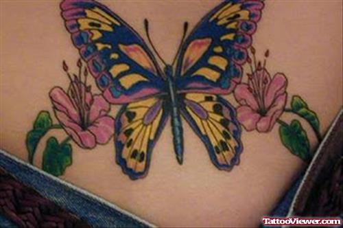 Lower Back Butterfly Tattoos For Girls