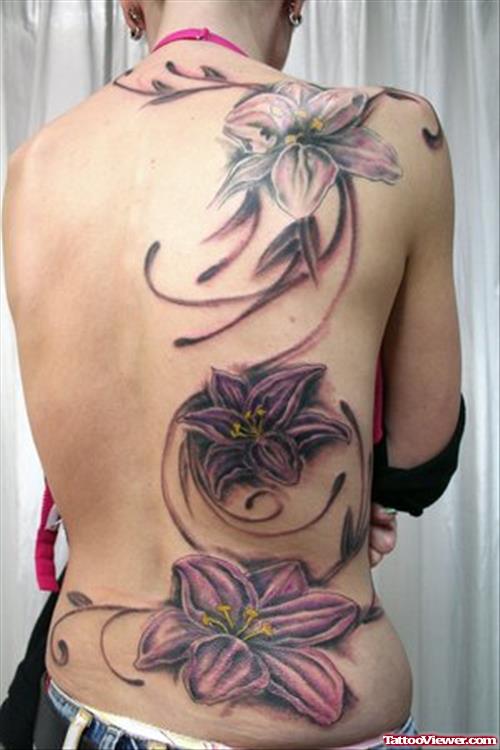 Hawaiian Flower Tattoos On Side Back