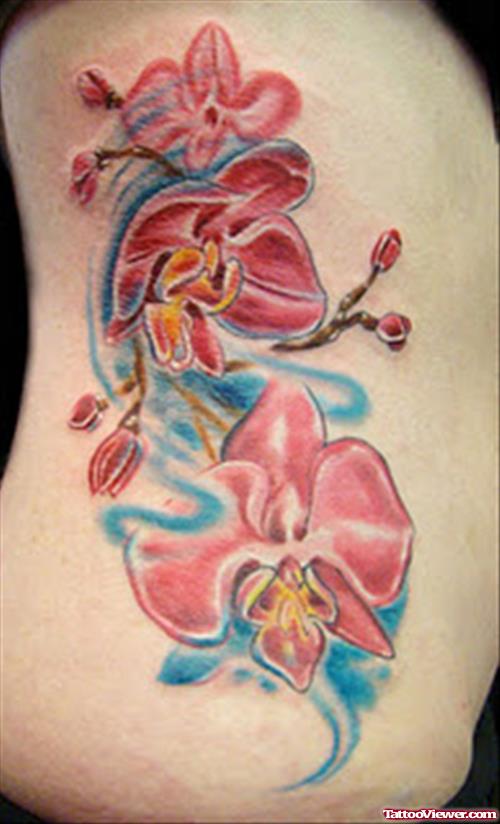 Flower Tattoos On Side Rib