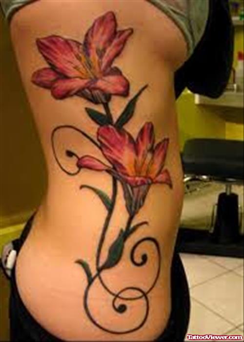 Floral Side Rib Tattoo