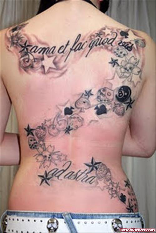 Back Star Tattoo Pattern For Girls