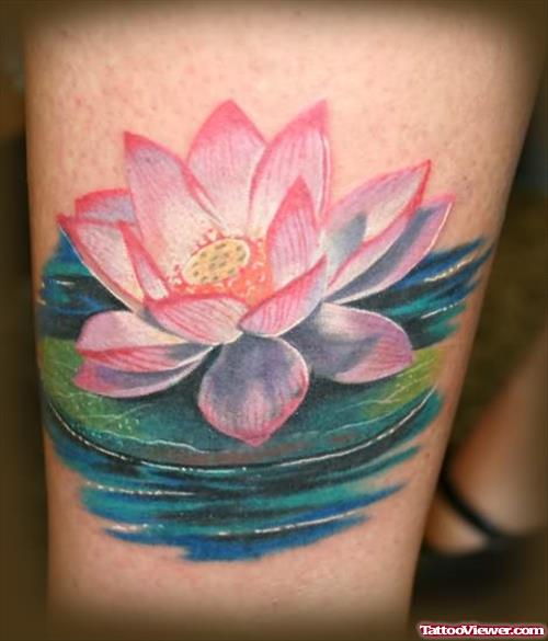 Lotus Flower In Pond Tattoo