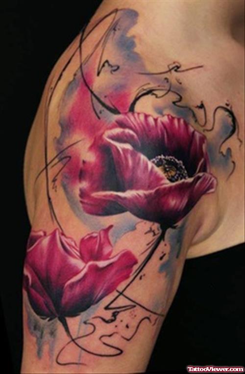 Florian Karg Flowers Tattoo On Right Shoulder