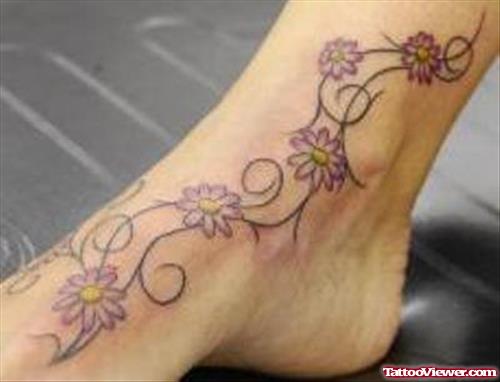 Vine Flowers Tattoos On Ankle