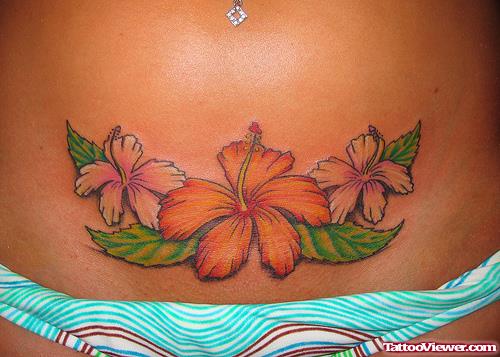 Hawaiian Flower Tattoos On Stomach