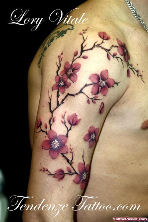 Flowers Tattoos On Right Half Sleeve