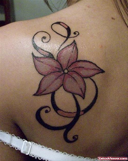Back Shoulder Flower Tattoo For Girls