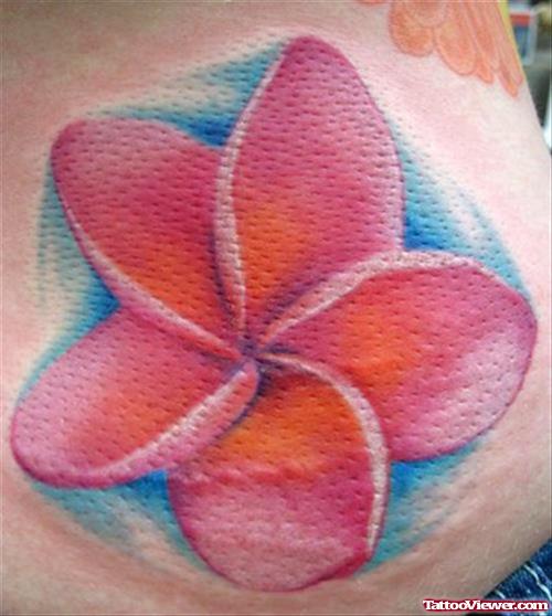 Awesome Pink Flower Tattoo On Back Shoulder
