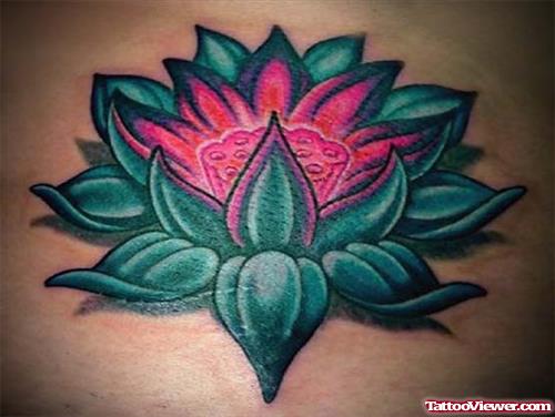 Green Lotus Flower Tattoo