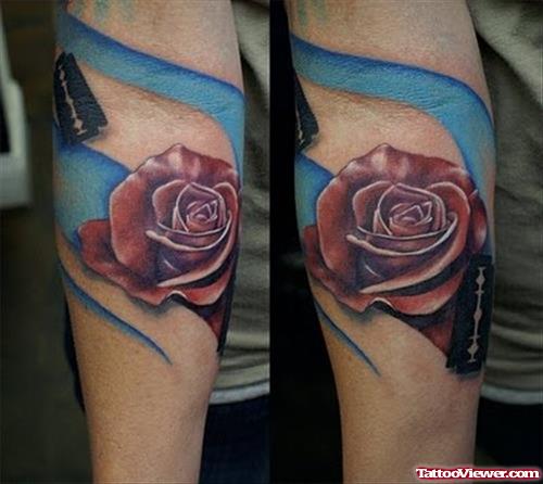 Awesome Rose Flower Tattoo On Arm
