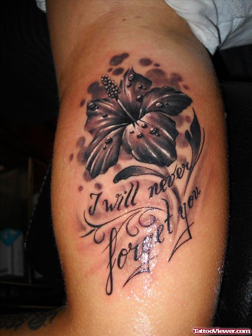 Grey Flower Tattoo On Bicep