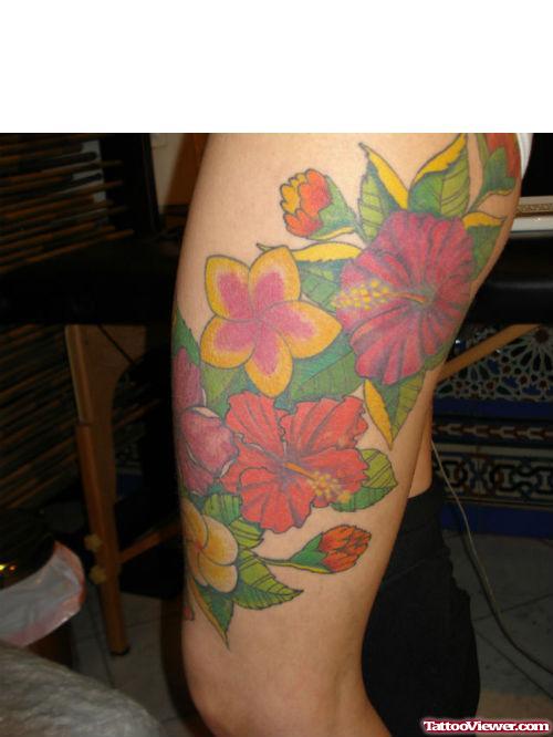 Awesome Flower Tattoos On Right Half Sleeve