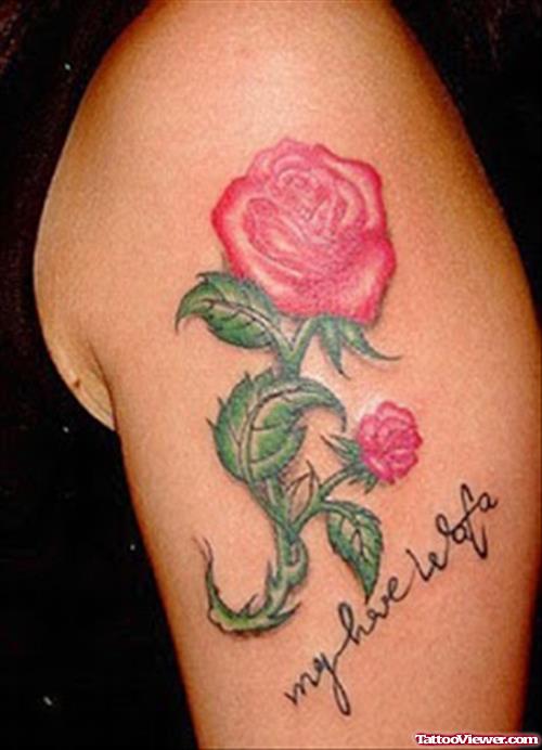 Red Rose Flower Tattoo On Half Sleeve