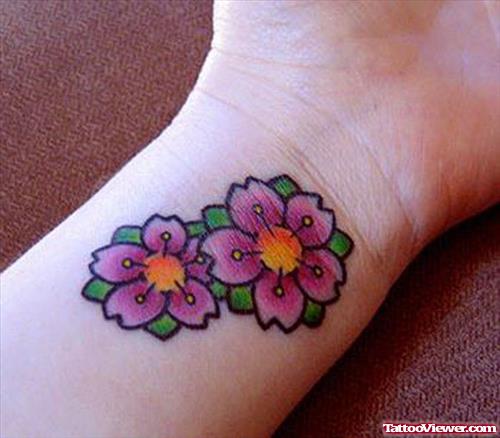 Left Wrist Flower Tattoos