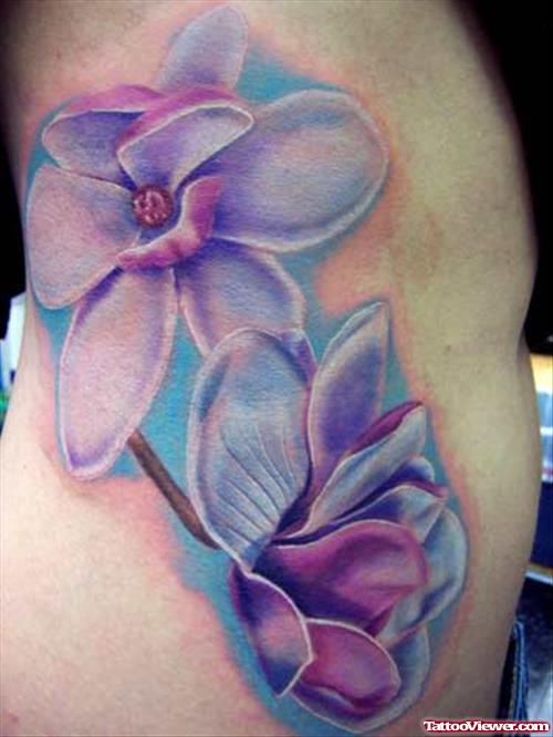 Awesome Orchid Flowers Tattoo On Side