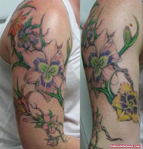 Half Sleeve Flower Tattoos For Men