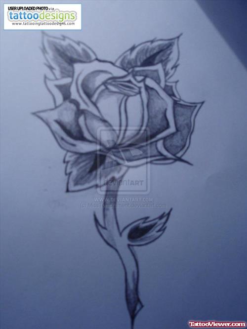 Amazing Grey Ink Flower Tattoo Design
