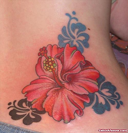 Hibiscus Flower Tattoo On Lowerback