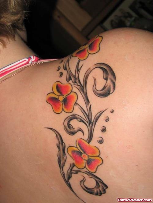 Beautiful Girl Upperback Flower Tattoo