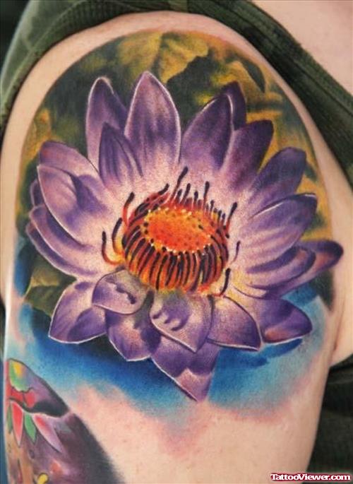 Beautiful Flower Tattoo On Right Shoulder