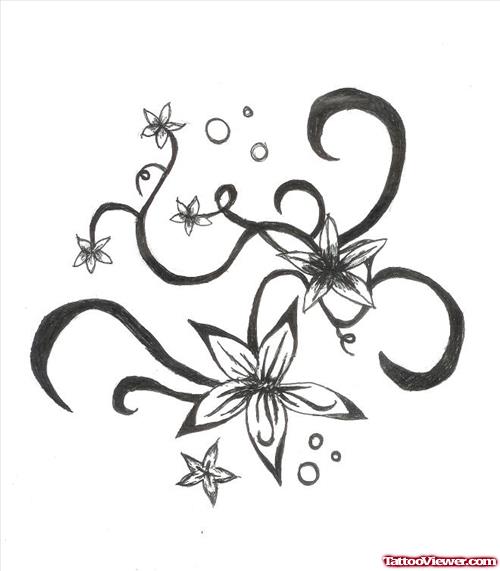 Vine Flowers Tattoos Design